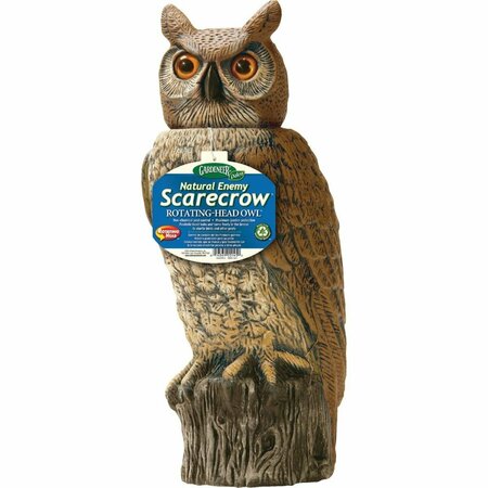 GREENGRASS 18 in. Enemy Sensing Scarecrow Great Horned Owl with Rotating-Head; Brown GR3459210